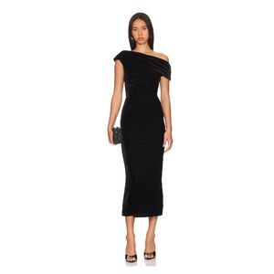 Lovers + Friends | NWOT Velvet Off Shoulder Velvet Willa Midi Dress Black | S